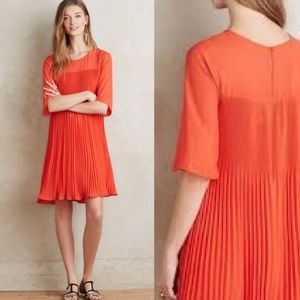 Anthropologie Maeve Edie Swing Red Pleated Dress
